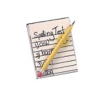 (*) Dollhouse School Spelling Test &amp; Pencil