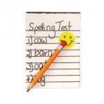 (*) Dollhouse School Spelling Test &amp; Pencil
