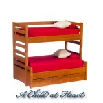 Dollhouse Bunk Bed with Trundle, Walnut