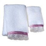Dollhouse 2 pc Towel Set - White &amp; Purple