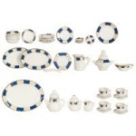 Dollhouse 35 pc Dish Set - Blue Pattern