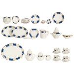 Dollhouse 35 pc Dish Set - Blue Pattern