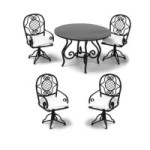 Dollhouse 5 pc Black Patio Table Set