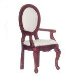 Dollhouse Mahogany Dining Chair - White Fabric