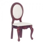 Dollhouse Mahogany Dining Chair - White Fabric