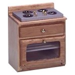 Dollhouse Oak Stove Clear Oven Door