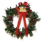 Dollhouse Wreath w/ Red &amp; Gold Ribbon