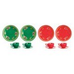Dollhouse 6 pc Red or Green Dish Set