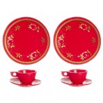 Dollhouse 6 pc Red or Green Dish Set