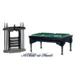 Dollhouse Pool Table &amp; Cue Stand Set