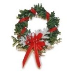 Dollhouse Red Metallic Bow Wreath