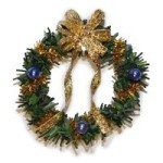 Dollhouse Wreath w/ Blue &amp; Gold Bow