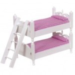 Dollhouse White Colonial Bunk Bed w/Ladder - Pink