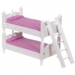 Dollhouse White Colonial Bunk Bed w/Ladder - Pink