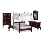 (*) Sale - Up to $37.40 Off - Dollhouse Mahogany Canopy Bedroom