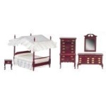 (*) Sale - Up to $37.40 Off - Dollhouse Mahogany Canopy Bedroom