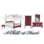 (*) Sale - Up to $37.40 Off - Dollhouse Mahogany Canopy Bedroom