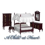 (*) Sale - Up to $37.40 Off - Dollhouse Mahogany Canopy Bedroom