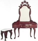 Dollhouse Mahogany Vanity with Stool