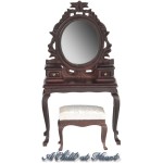 Mahogany Dollhouse Vanity with Stool