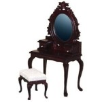 Mahogany Dollhouse Vanity with Stool