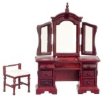 Dollhouse Mahogany Vanity or Vanity Stool or Set