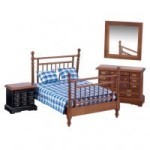 Dollhouse Walnut Bedroom Set