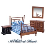 Dollhouse Walnut Bedroom Set