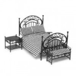 Dollhouse 3 pc Black Bedroom Set