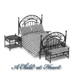 Dollhouse 3 pc Black Bedroom Set