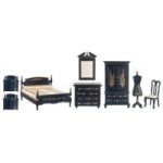 Dollhouse 8 pc Black Bedroom Set