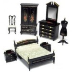 Dollhouse 8 pc Black Bedroom Set