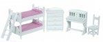 Dollhouse White Bunk Bed Bedroom Set - Pink
