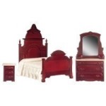 Dollhouse Mahogany Victorian Bedroom