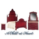 Dollhouse Mahogany Victorian Bedroom