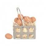Dollhouse Filled Metal Farm Basket of Eggs
