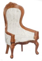 Dollhouse Victorian Living Room - White / Walnut