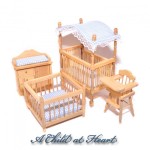 Dollhouse 5 pc Oak Canopy Nursery Set