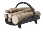 Black Dollhouse Log Basket with Logs