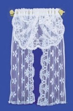 Dollhouse Lace Curtains with Shell Brackets- Choice of Withs -