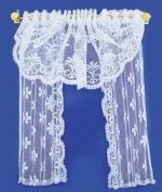 Dollhouse Lace Curtains with Shell Brackets- Choice of Withs -