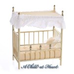 (*) Dollhouse Brass Canopy Crib