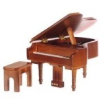 Dollhouse Musical Walnut Grand Piano
