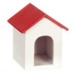 (*) Dollhouse Wooden Doghouse - Red Roof