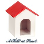 (*) Dollhouse Wooden Doghouse - Red Roof