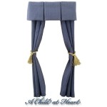 Dollhouse Single Drapes w/Box Pleat Cornice