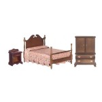 Dollhouse Walnut Double Bedroom
