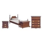 Dollhouse Walnut Single Bedroom