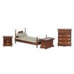 Dollhouse Walnut Single Bedroom