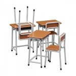 (*) 4 pc. Dollhouse Student Desk &amp; Chairs